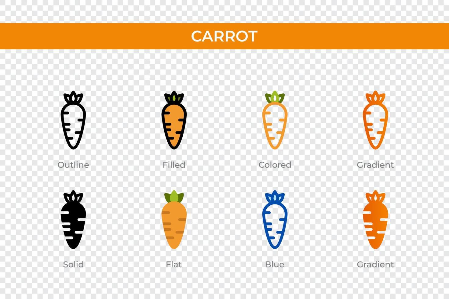 carrot icon in different style. carrot vector icons designed in outline, solid, colored, filled, gradient, and flat style. Symbol, logo illustration. Vector illustration