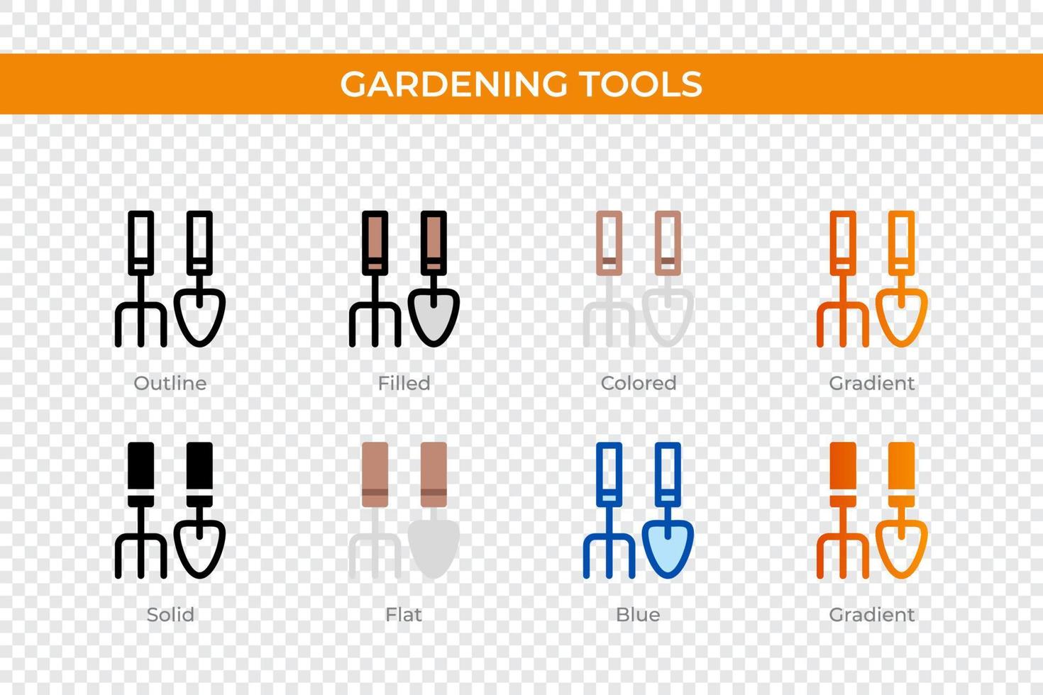 icono de herramientas de jardinería en un estilo diferente. herramientas de jardinería iconos vectoriales diseñados en contorno, sólido, coloreado, relleno, degradado y estilo plano. símbolo, ilustración de logotipo. ilustración vectorial vector