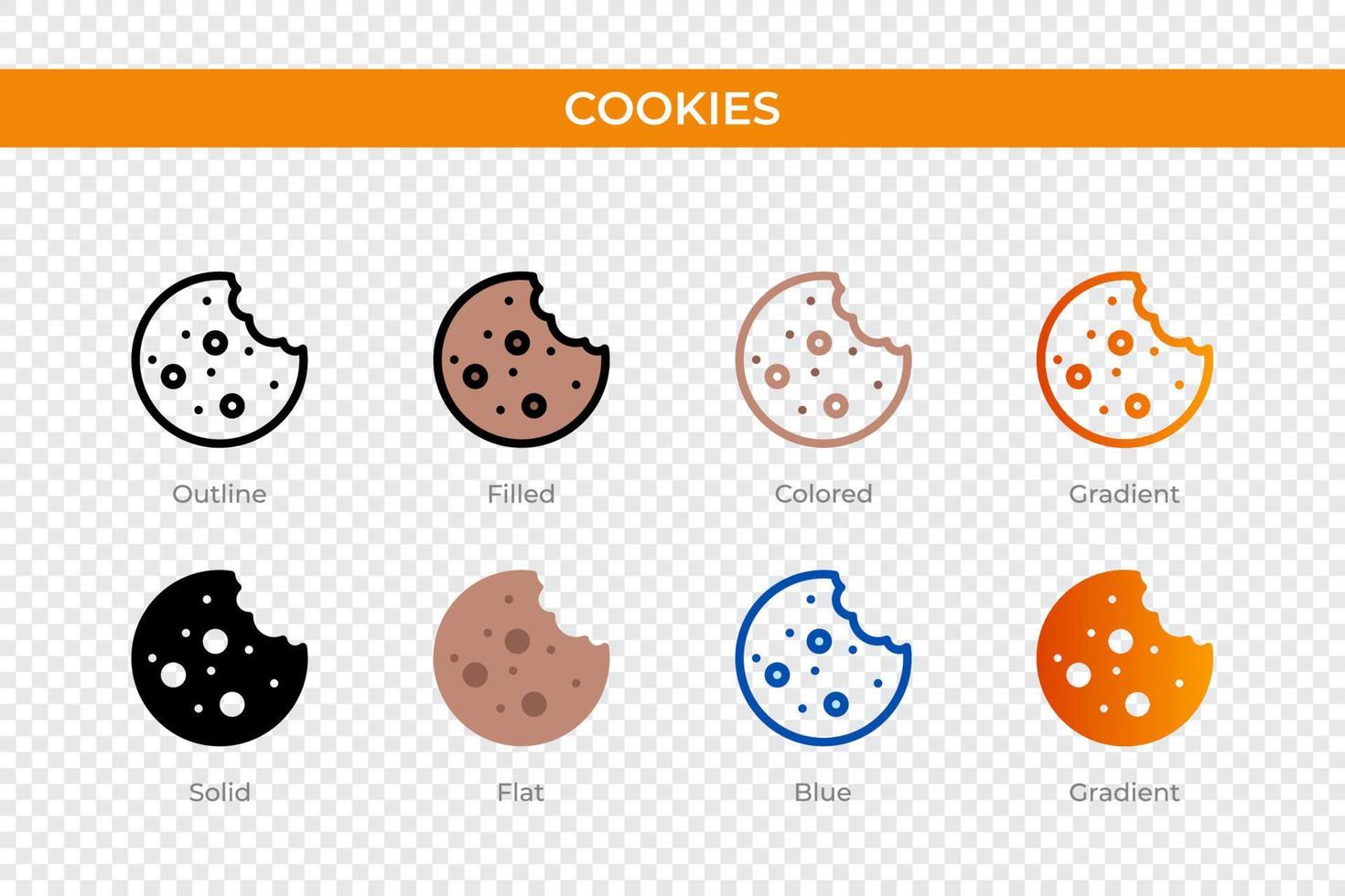 cookies icon in different style. cookies vector icons designed in outline, solid, colored, filled, gradient, and flat style. Symbol, logo illustration. Vector illustration