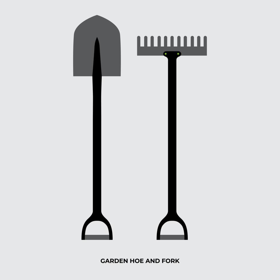 Garden hoe and prong forged garden background vector