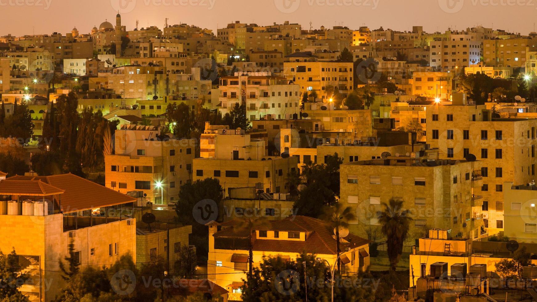 residential district in Amman city in night photo