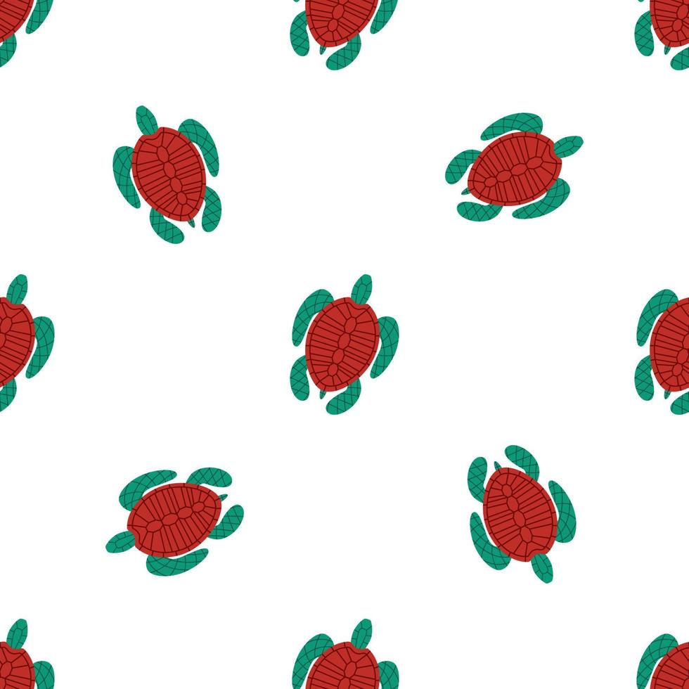 Children s seamless pattern with a sea turtle vector
