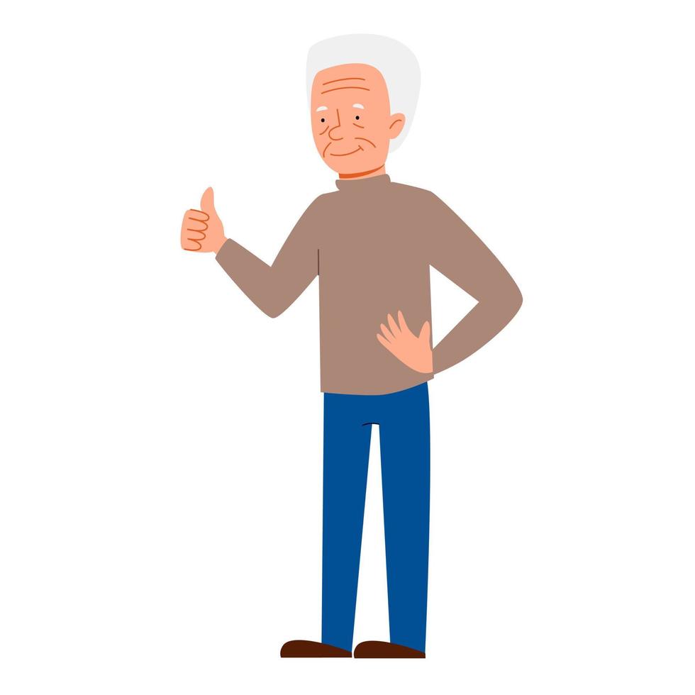 An elderly man stands up to his full height and shows the class. vector