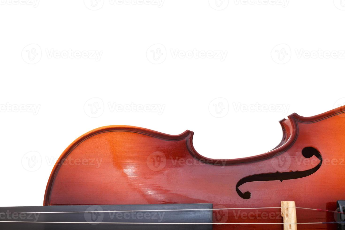 copyspace and half of classical wooden violin photo