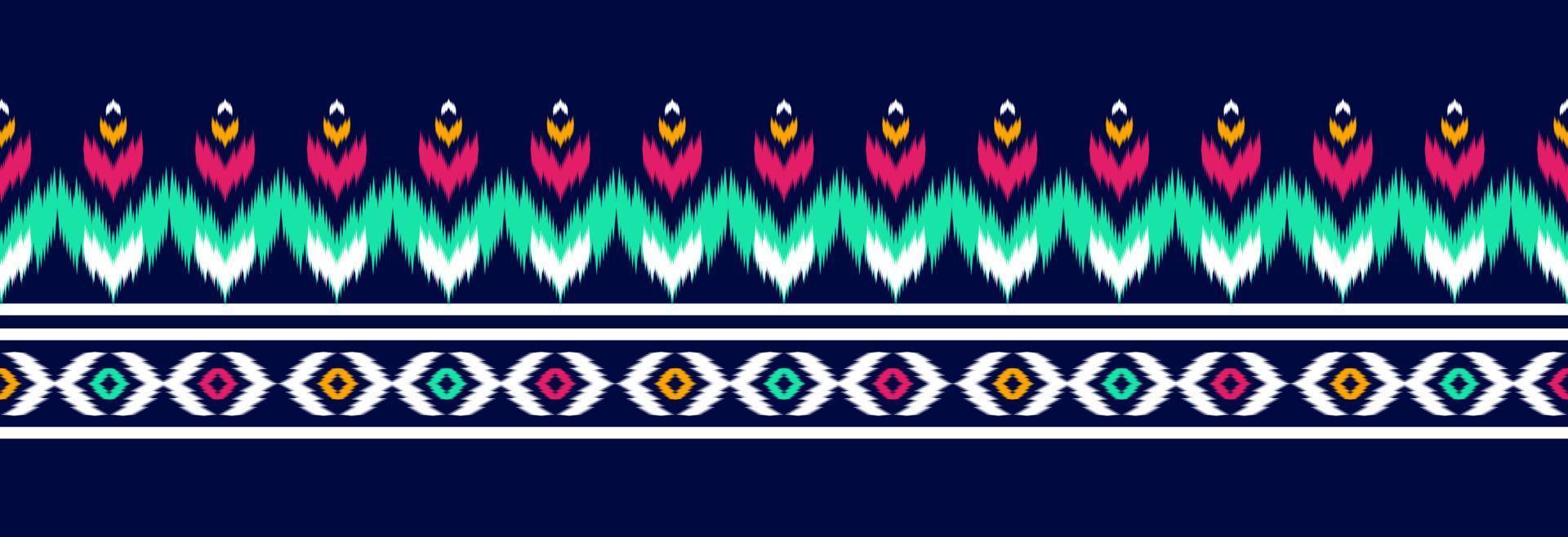 arte de patrón de ikat étnico fronterizo. bordado folklórico, y estilo mexicano. estampado de adornos geométricos aztecas. vector