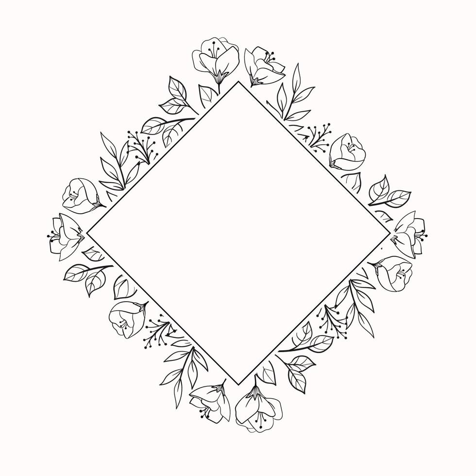 marco floral vintage dibujado a mano vector