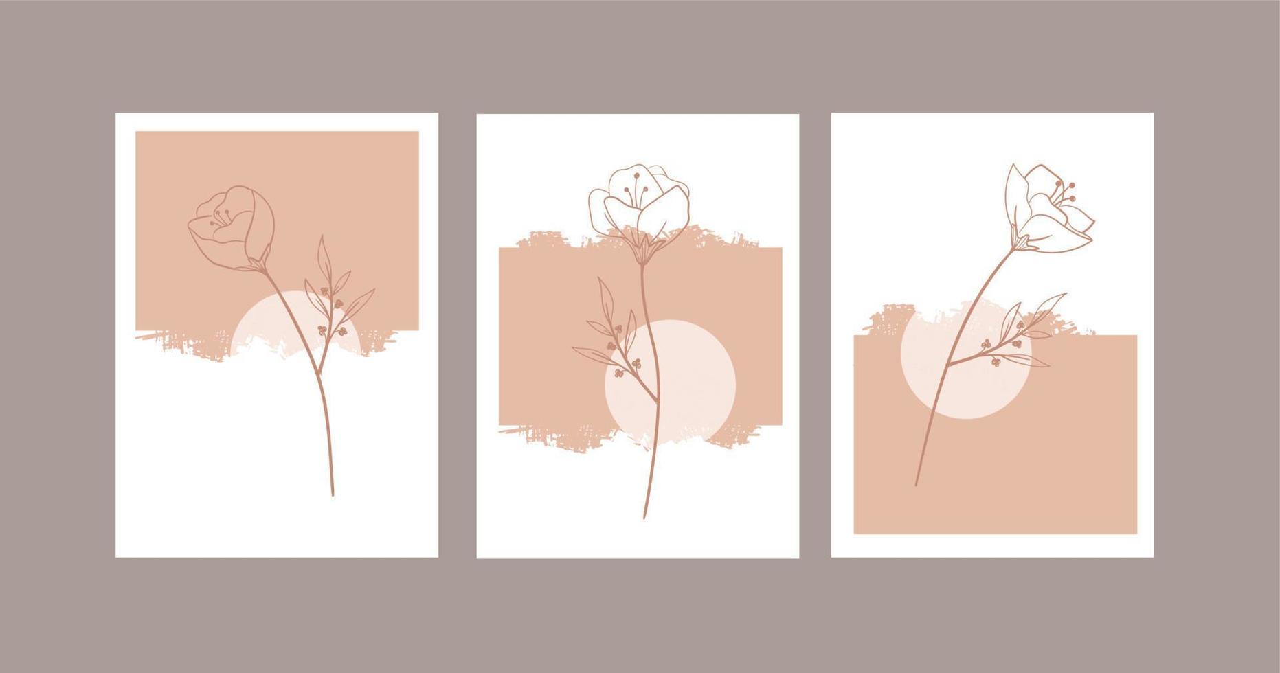 floral pastel wall art set vector