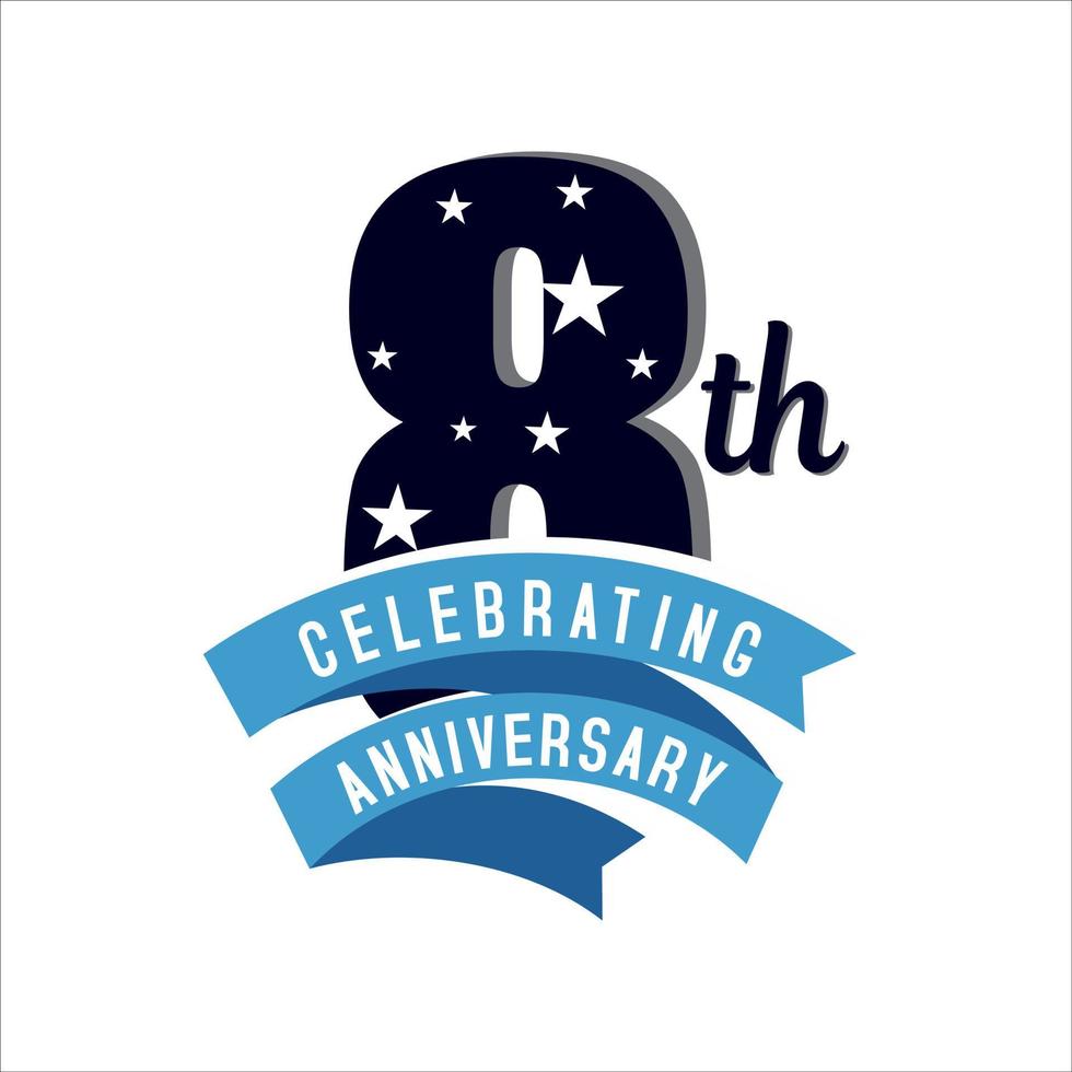 8 Years Anniversary logo, anniversary emblems 8 in anniversary concept template design vector