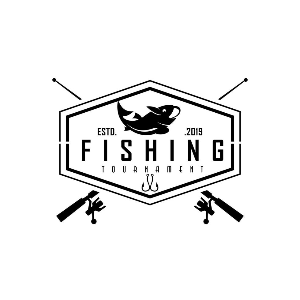 Vintage Fishing Vector Badge Logo Template