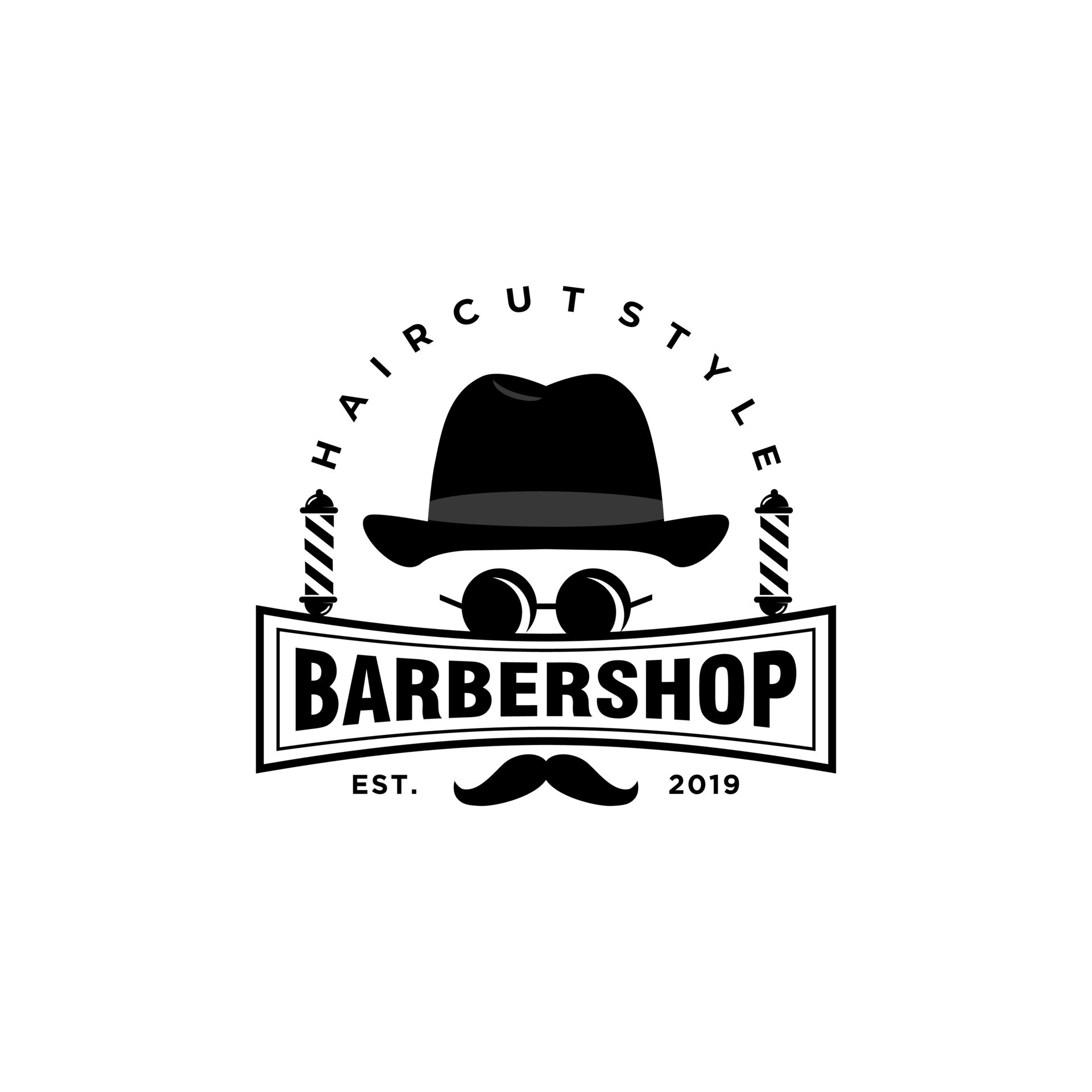 Vintage barbershop vector emblems and labels. Barber badges and logos ...