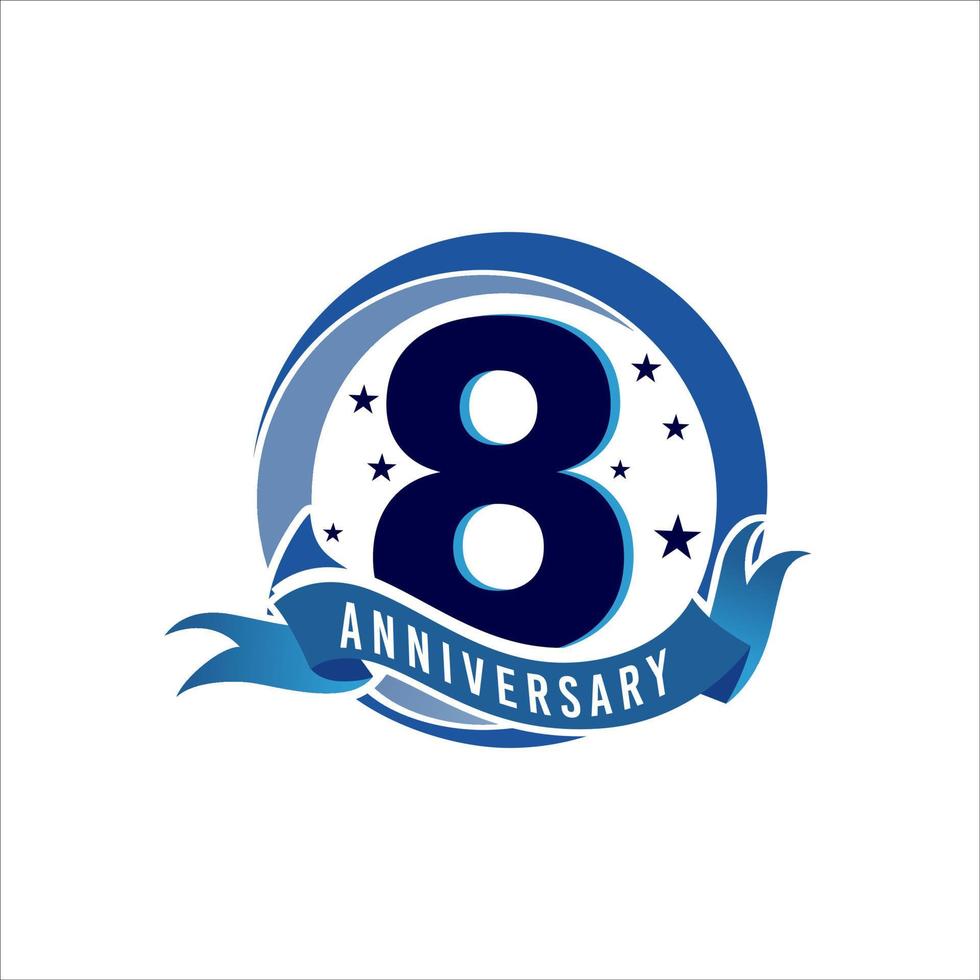 8 Years Anniversary logo, anniversary emblems 8 in anniversary concept template design vector