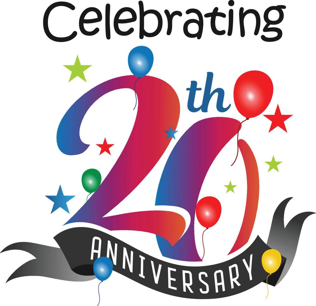 20 Years Anniversary logo, anniversary emblems 20 in anniversary concept template design vector