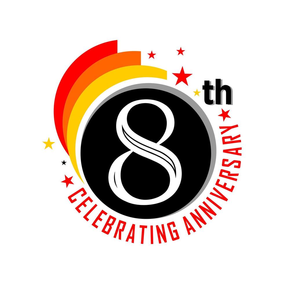 8 Years Anniversary logo, anniversary emblems 8 in anniversary concept template design vector