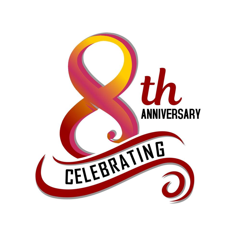 8 Years Anniversary logo, anniversary emblems 8 in anniversary concept template design vector