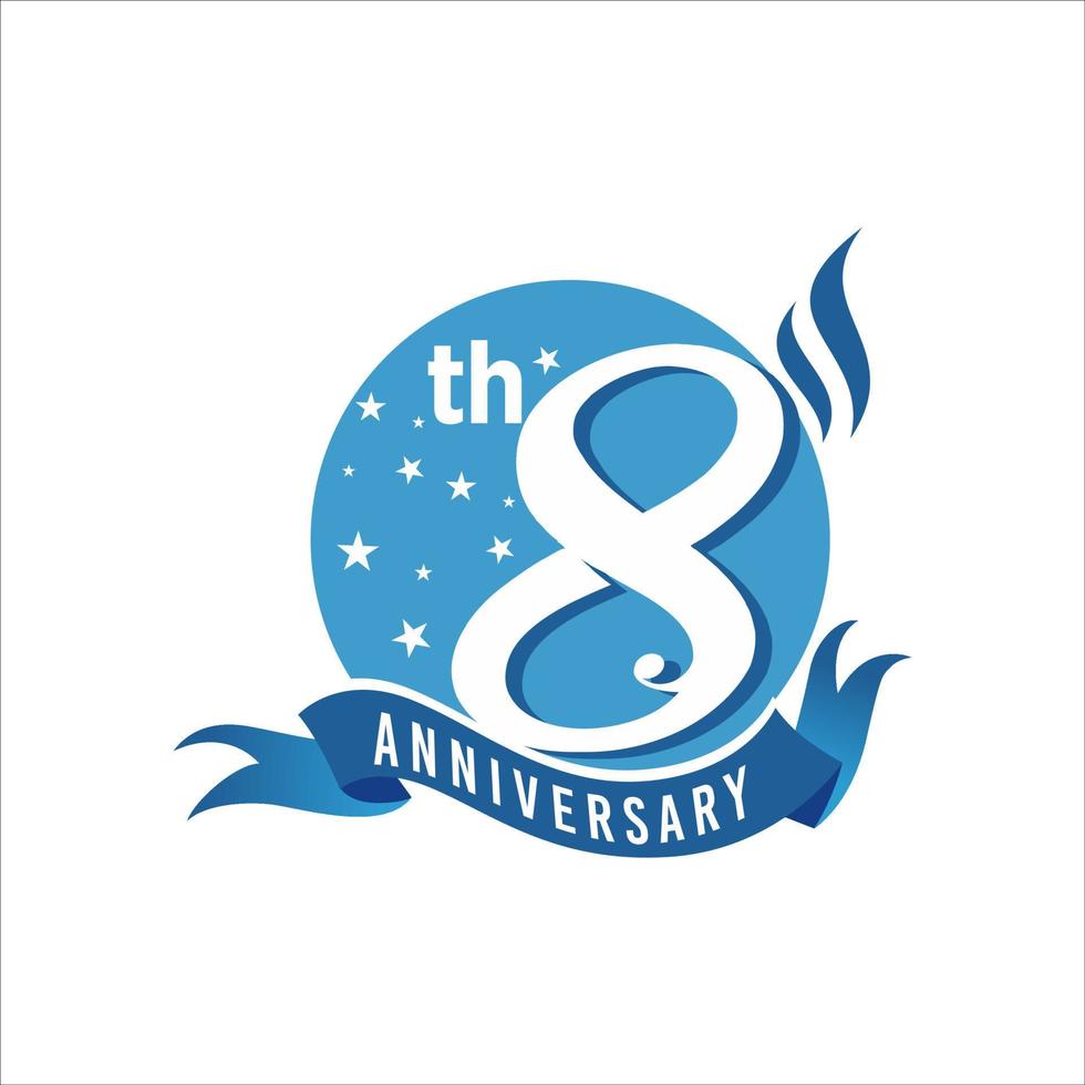 8 Years Anniversary logo, anniversary emblems 8 in anniversary concept template design vector