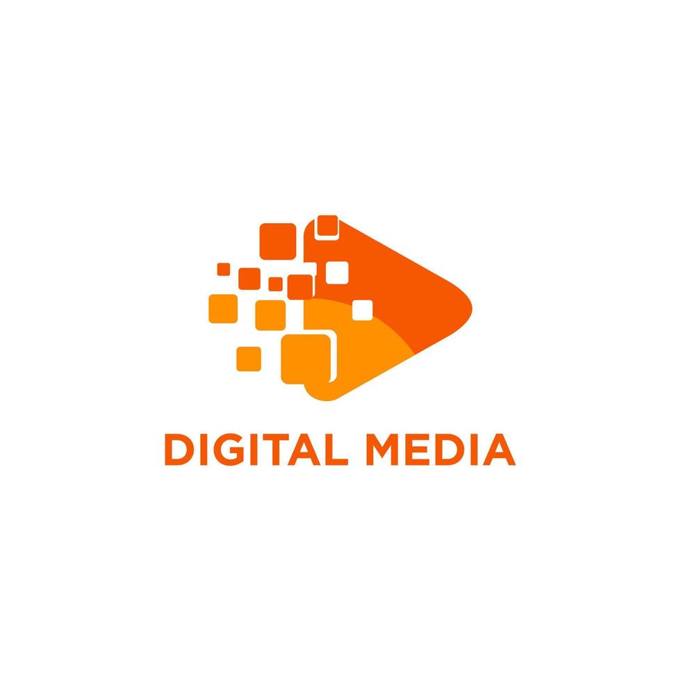 vector de stock de logotipo de tecnología de medios abstractos digitales