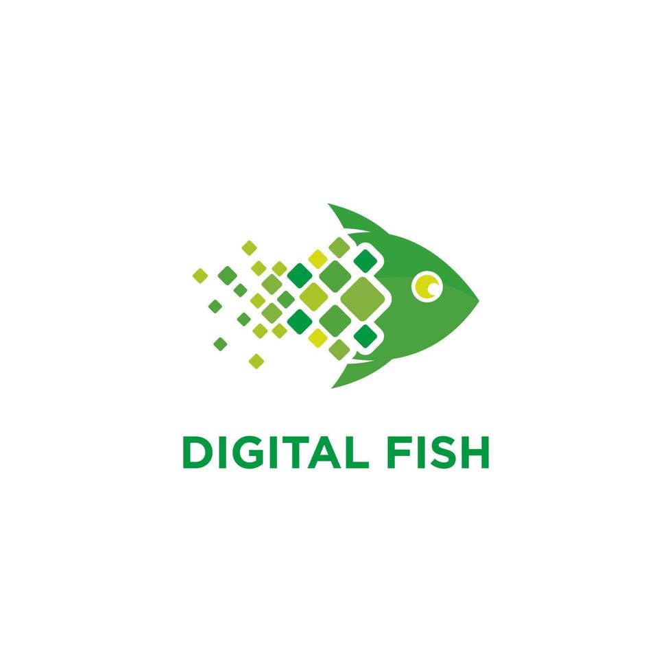 Digital Abstract Fish Technology Logo Stock Vector