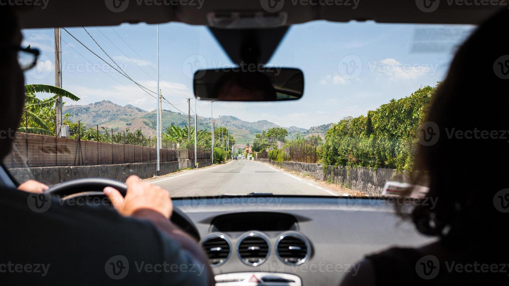 driving a car in country region in Sicily photo