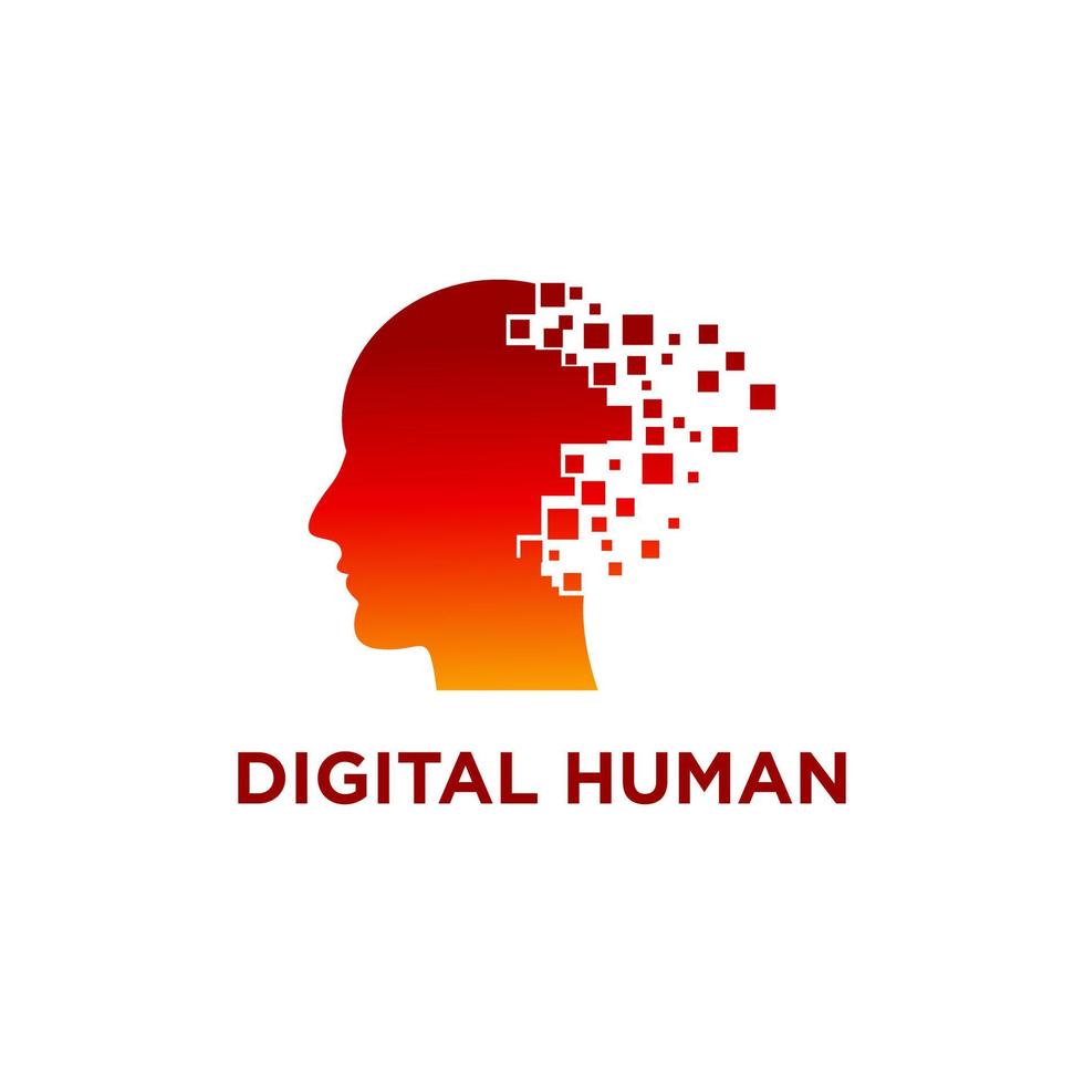 Digital Abstract Human Head Logo Stock Vector