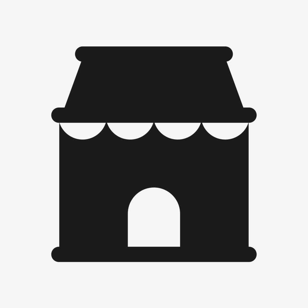 shop icon isolated on white background in silhouette design style vector