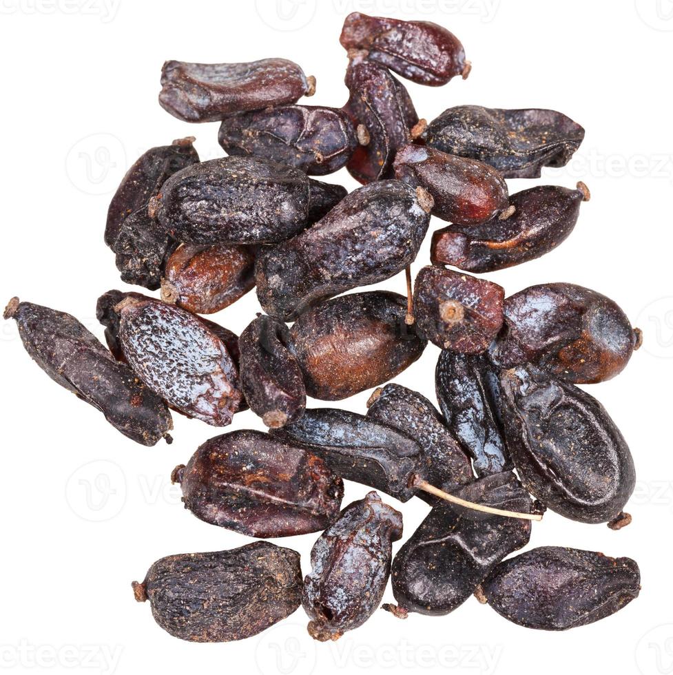dried black berberis fruits close up isolated photo
