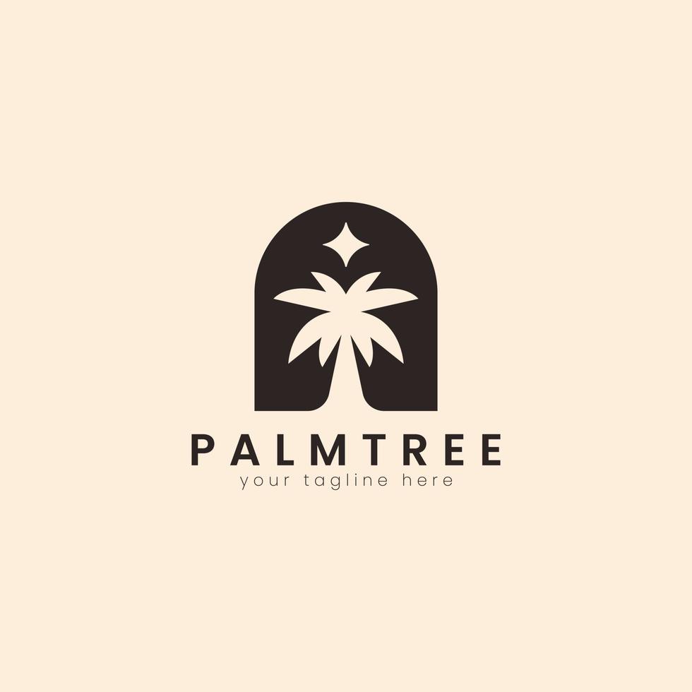 plantilla de logotipo de árbol de casa de palma. se puede utilizar para la ilustración de vector de diseño de logotipo de resort o hotel de playa tropical