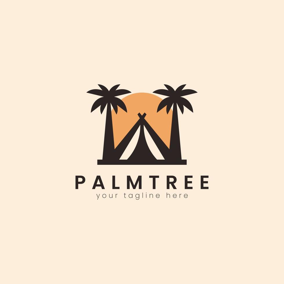 Palm house tree logo template. can be used for tropical beach home hotel or resort logo design vector illustration