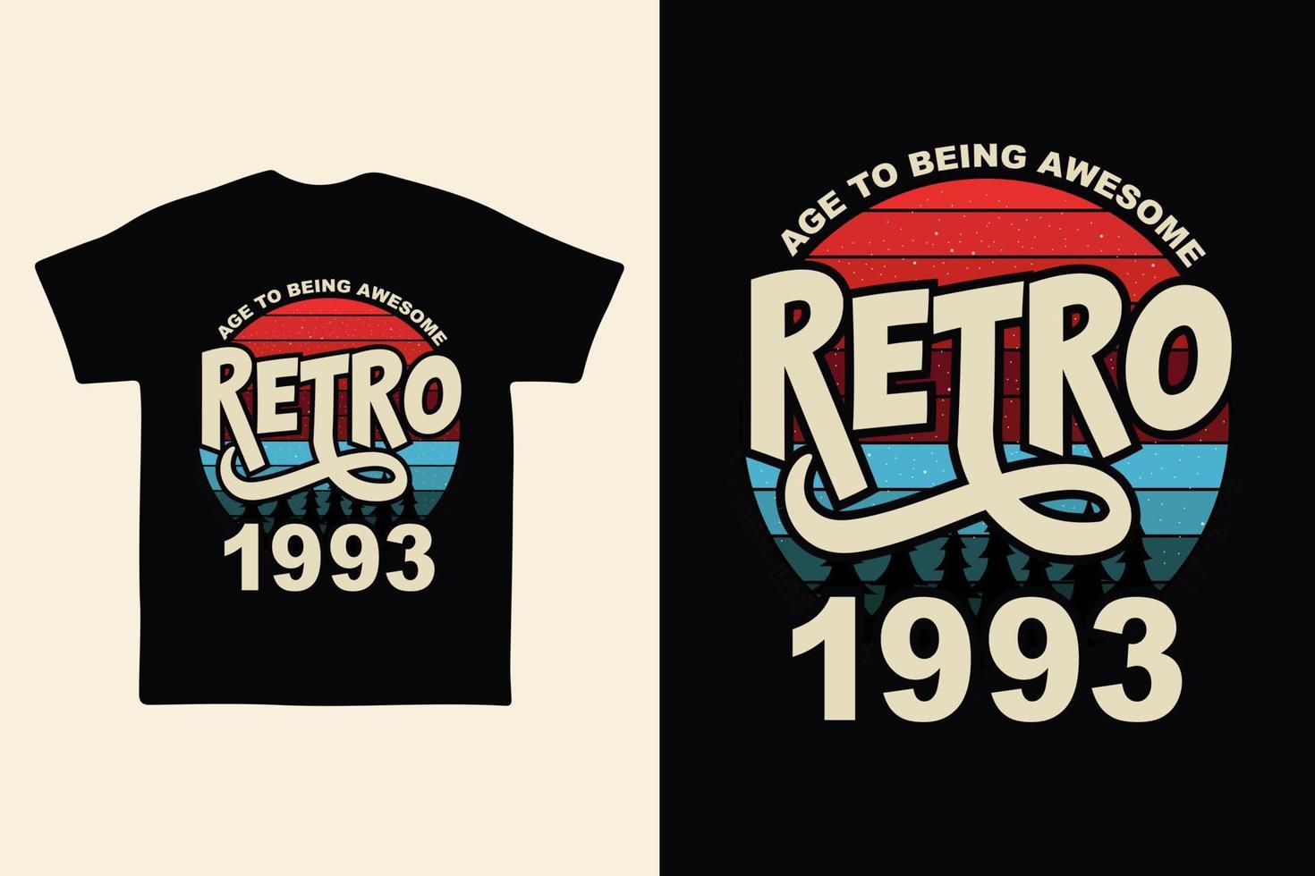 1993 diseño de camiseta retro vintage, vector, fondo negro retro, diseño de camiseta vintage. vector