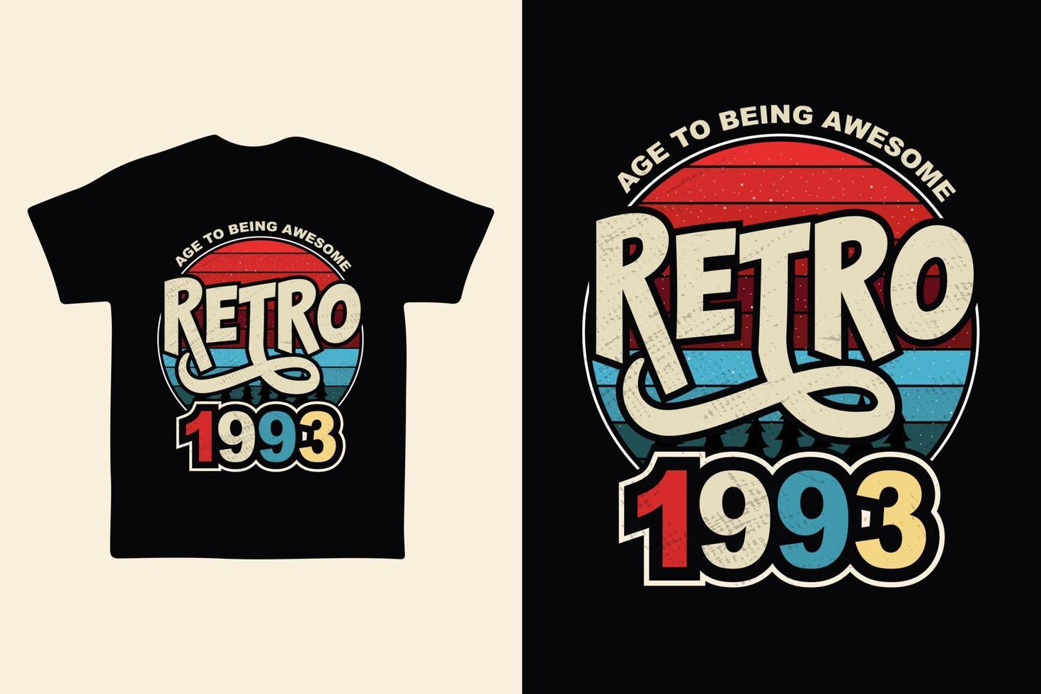 1993 diseño de camiseta retro vintage, vector, fondo negro retro, diseño de camiseta vintage. vector