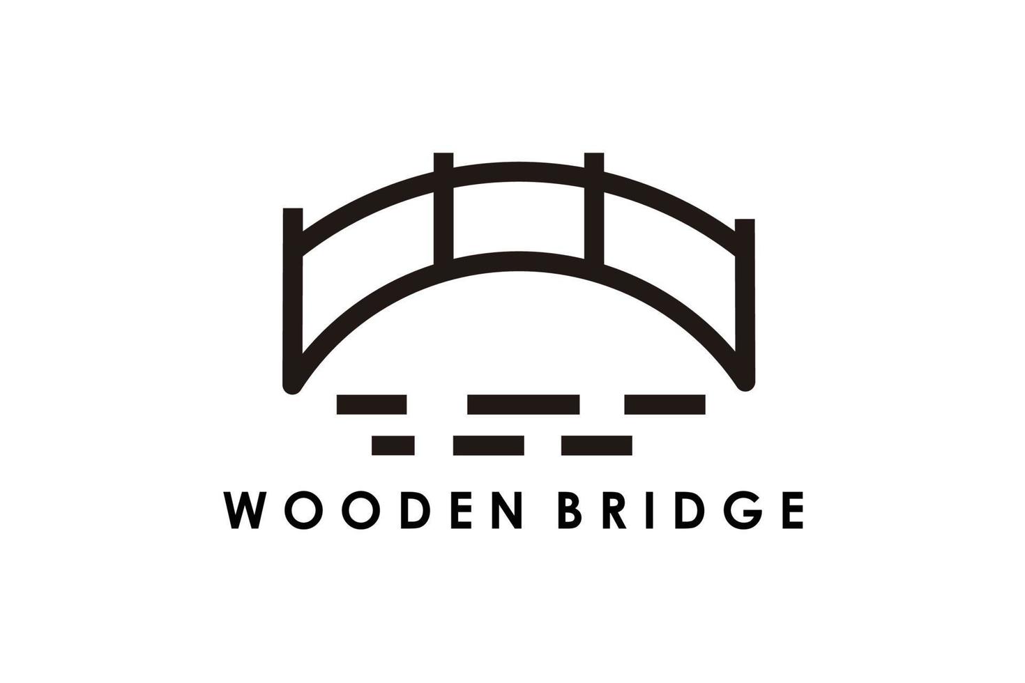 wooden bridge simple minimalist line art logo design vector