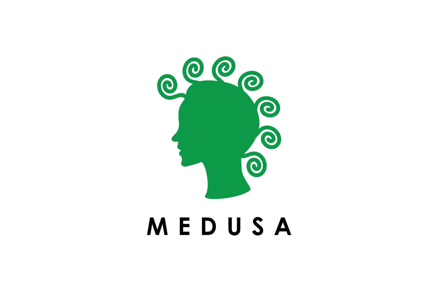 green medusa spiral hair silhouette vector