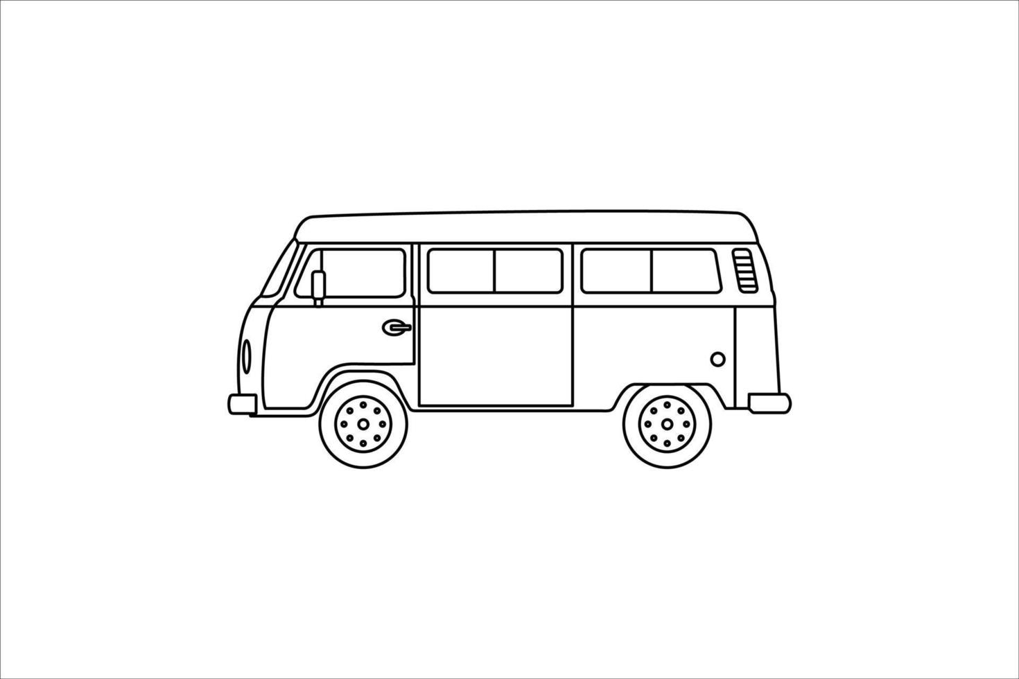 van surfer or camper car line art logo design vector
