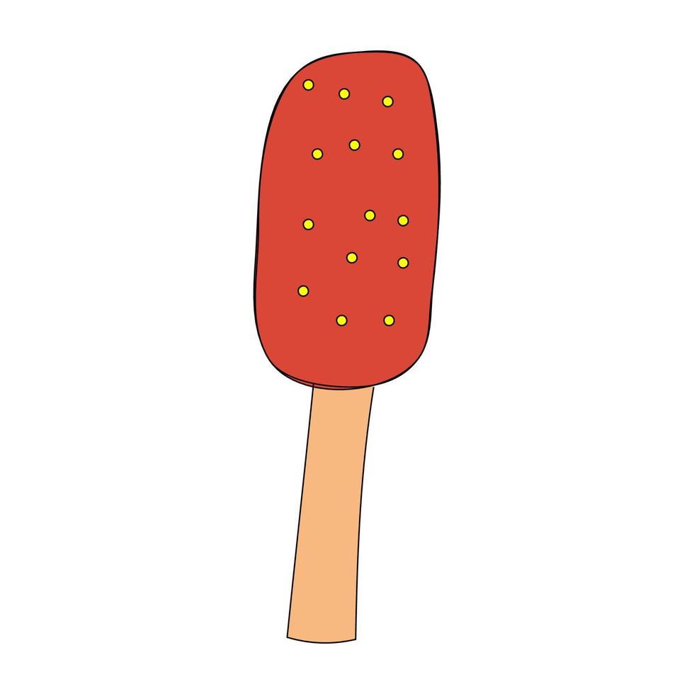 Fruit popsicle on stick in style of doodle. Vector isolated image in style of doodle for web design or print