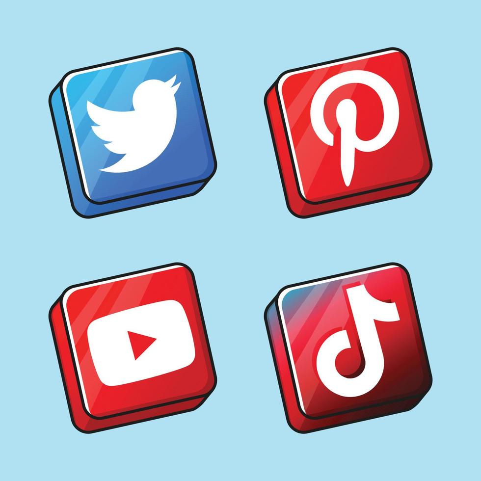 Design set of 4 social media icons vector