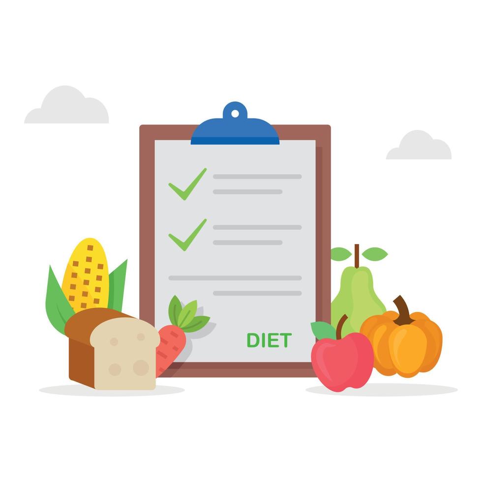 Healthy food and diet planning with dish and cutlery illustration. vector