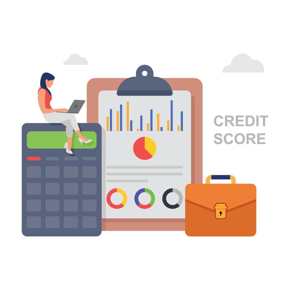 información de puntuación de crédito personal para el concepto de presentación, ilustración de página web. vector
