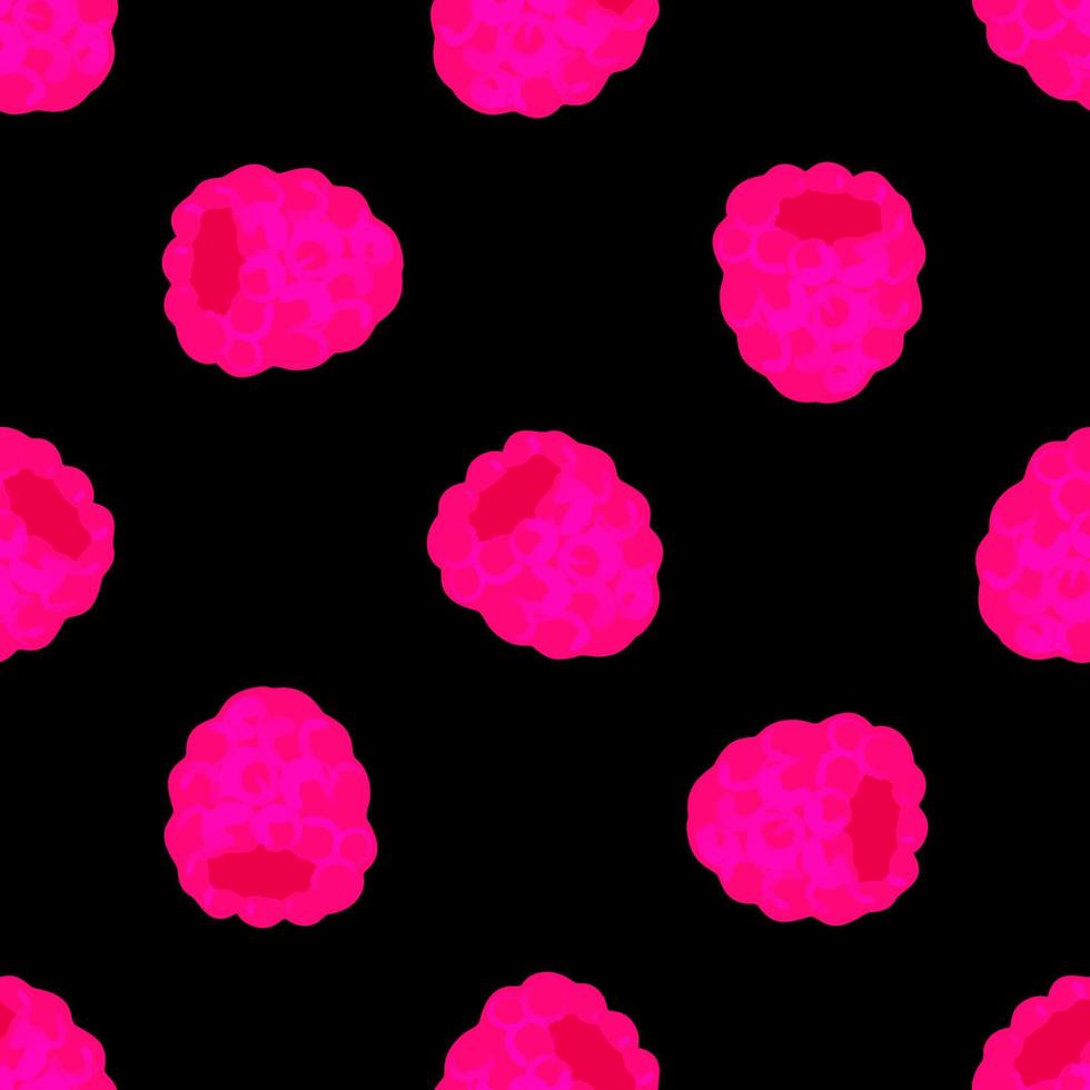 Seamless pattern with illustration of raspberry on a black background vector