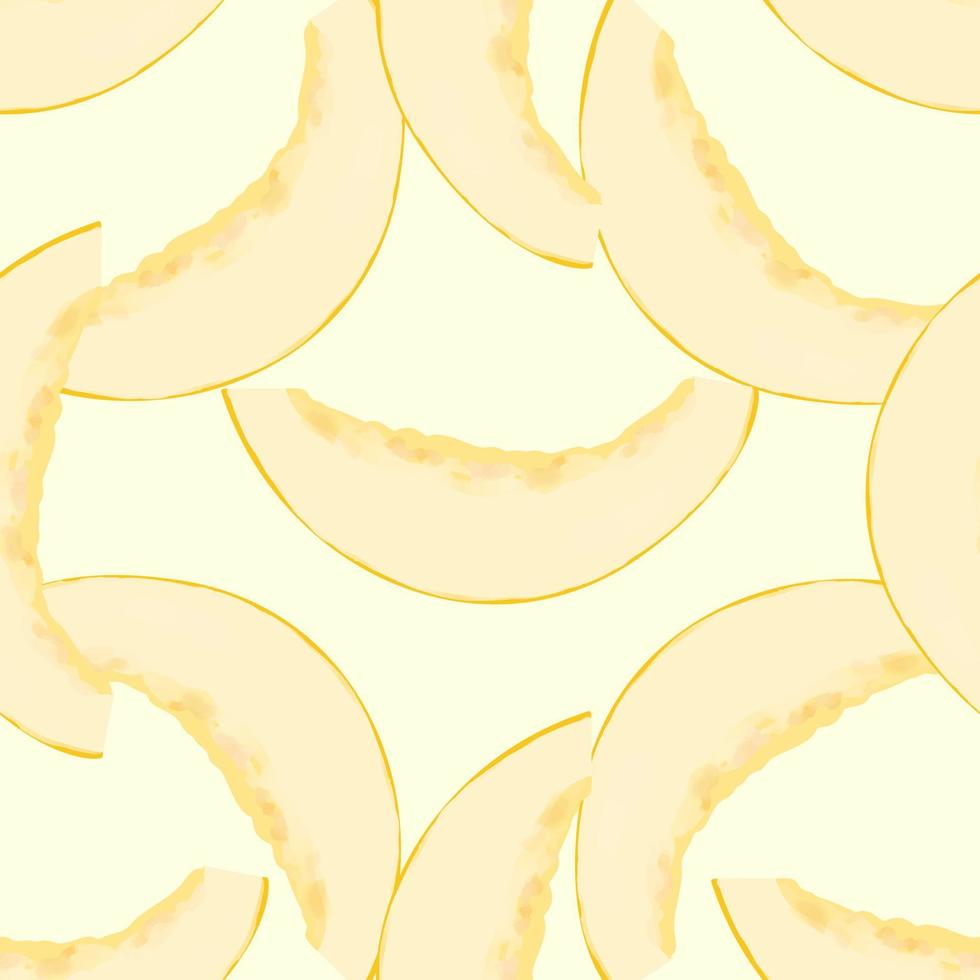 Seamless pattern with iIllustration of a melon on a yellow background vector