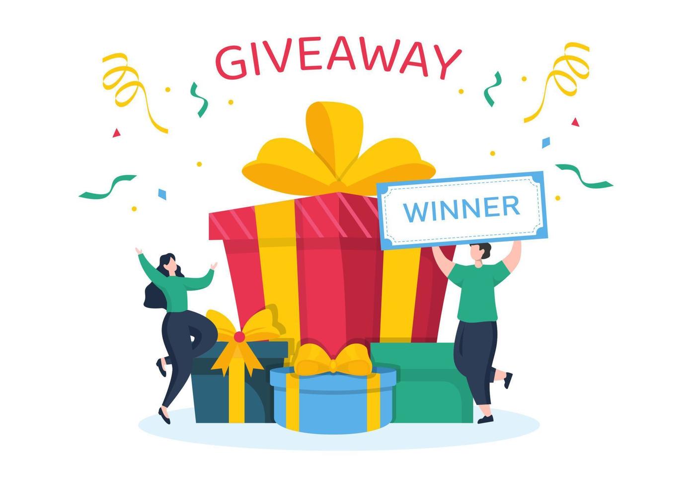 Giveaway Template Hand Drawn Cartoon Flat Illustration with Win a Prize Giveaway Template Hand Drawn Cartoon Flat Illustration with Win a Prize
