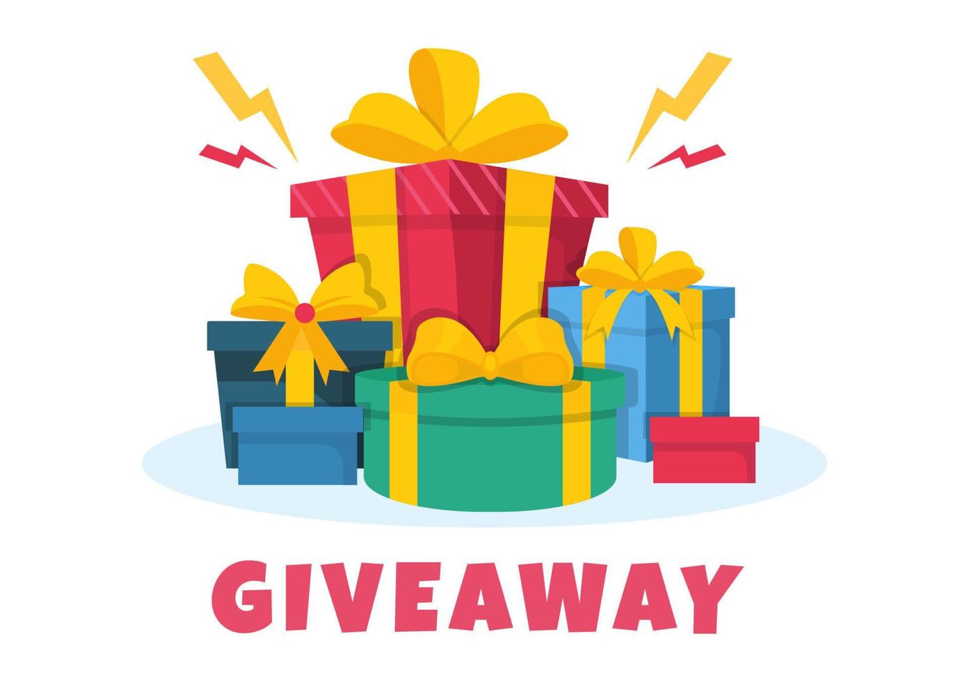 Giveaway Template Hand Drawn Cartoon Flat Illustration with Win a Prize, Surprise Package, Reward and Gift Box Design vector