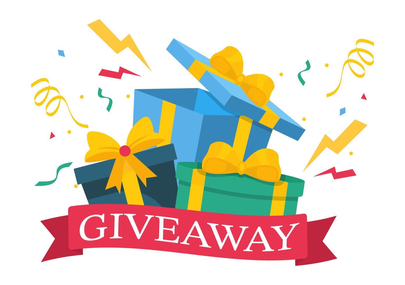 Giveaway Template Hand Drawn Cartoon Flat Illustration with Win a Prize, Surprise Package, Reward and Gift Box Design vector