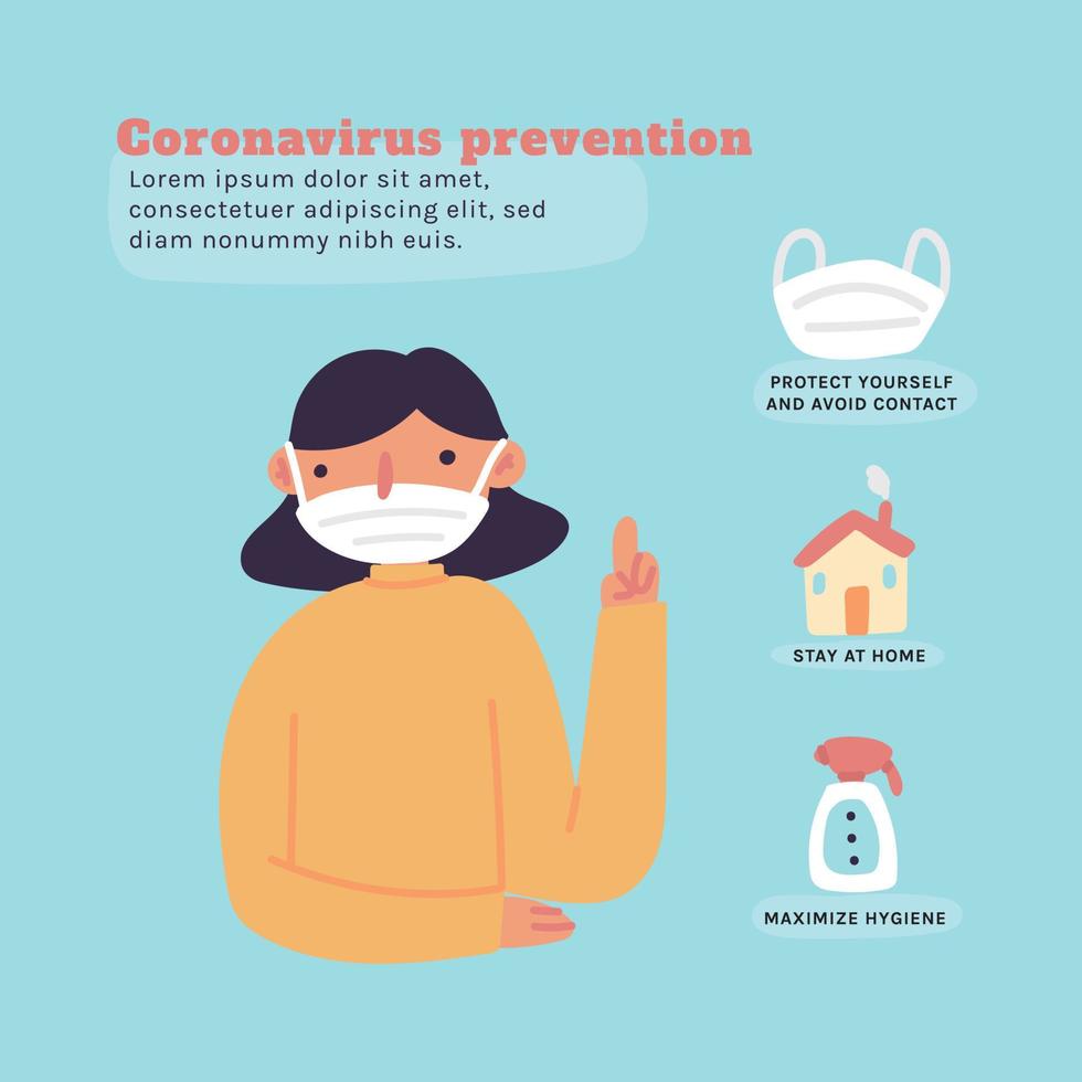 Coronavirus Prevention Doodled Illustration vector