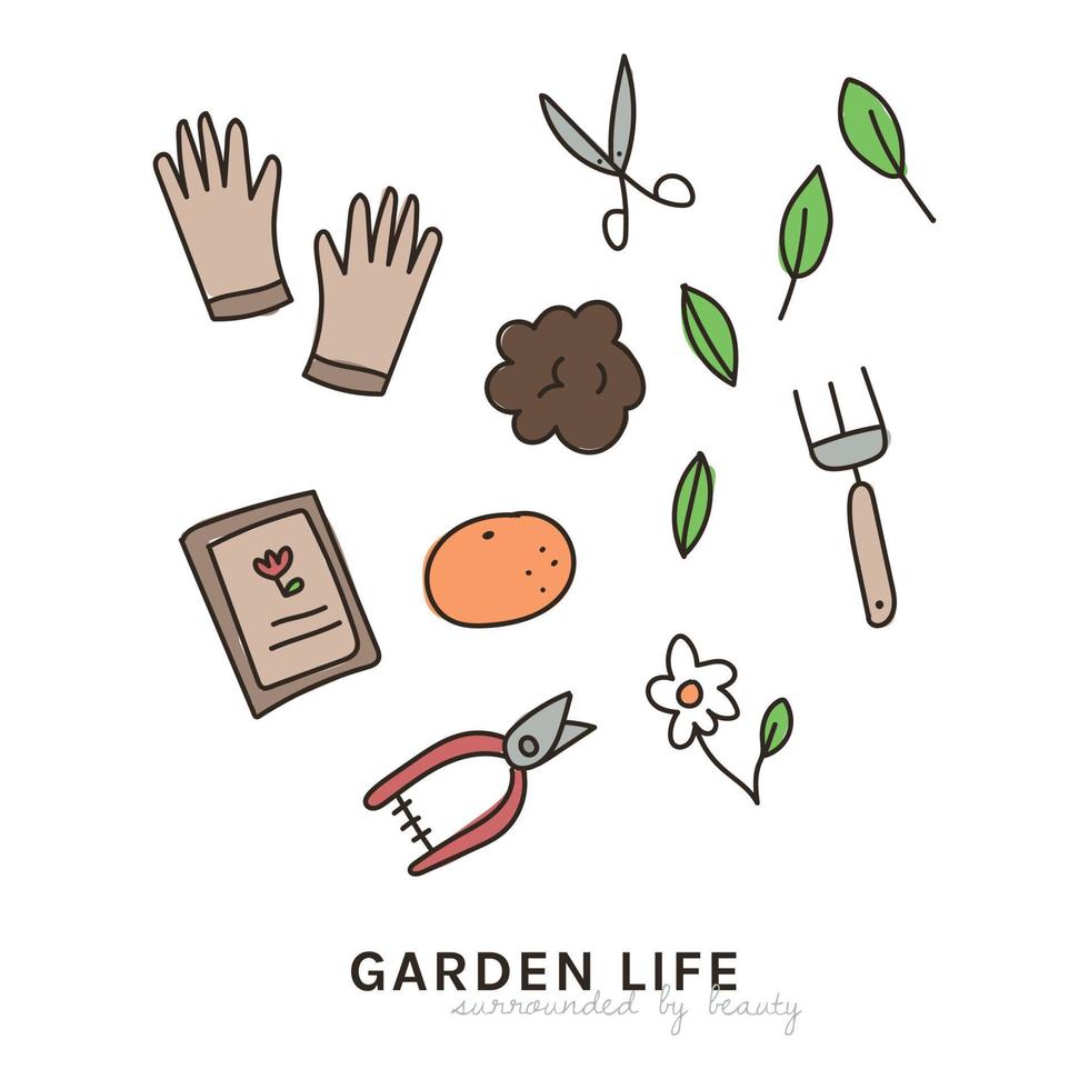 Ilustraciones de garden life doodle vector