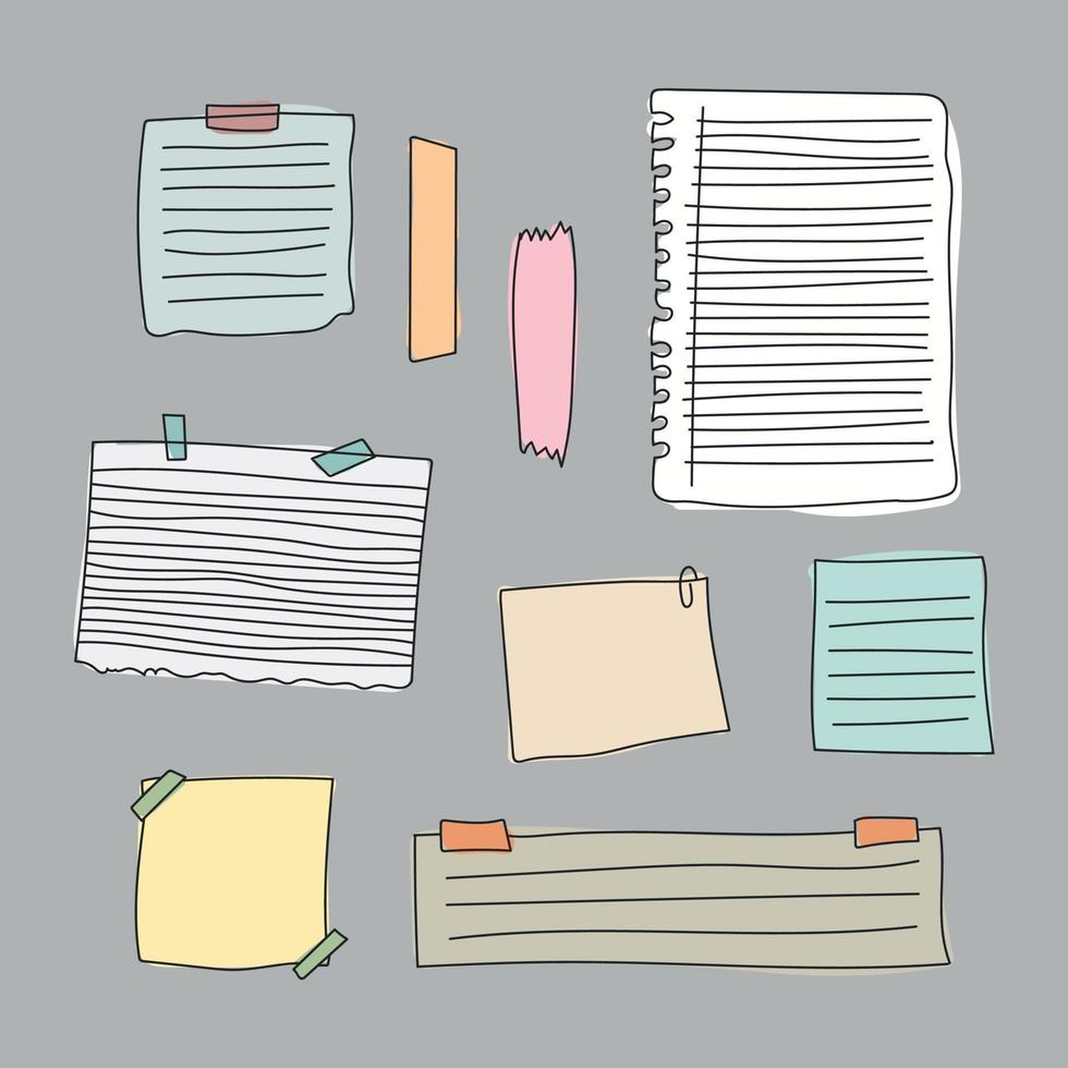 Doodled Set of Paper Notes vector
