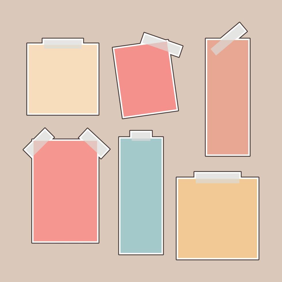 notas de papel planas delineadas vector