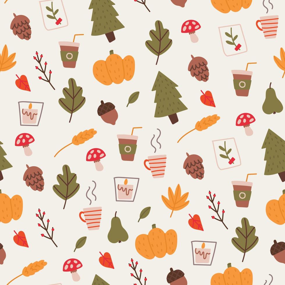 Autumn Elements Seamless Pattern vector