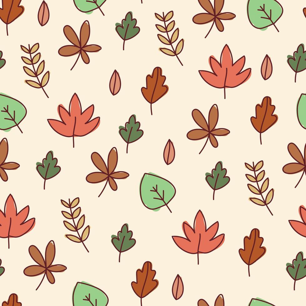 Doodled Leaves Pattern vector