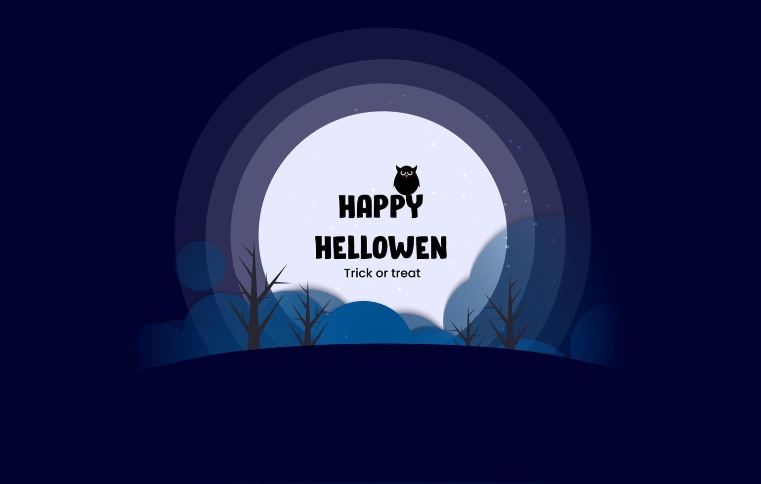 ilustración vectorial nocturna. bosque de noche con nubes misteriosas. ilustración de helloween vector