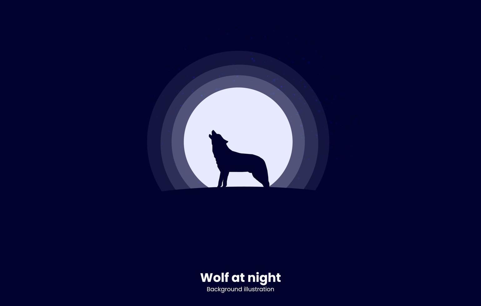 illustration background. illustration background oof a wolf at night during full moon vector