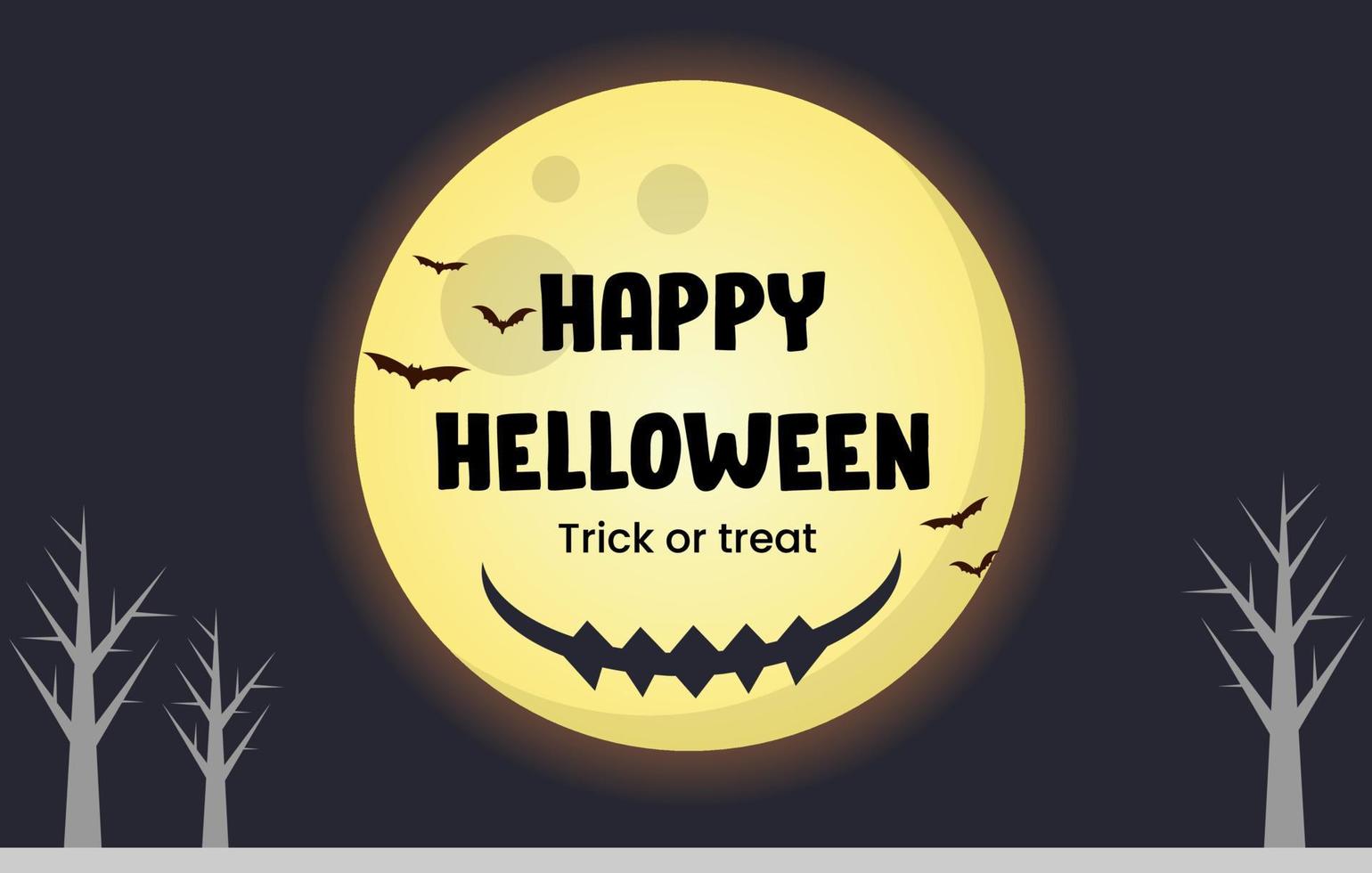 Helloween Night vector illustration. Moon illustration with happy helloween greetings